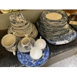 Various blue & white plates & cups, together with