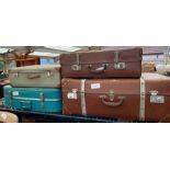 4 mid century type suitcases