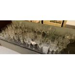 Large quantity of cut glass tumblers, wine glasses