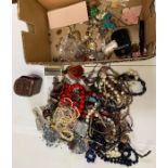 Box of costume jewellery, lighter, ladies watch et