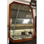 Large mahogany framed mirror with cantered corners
