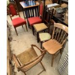 5 assorted chairs & 1 folding chair