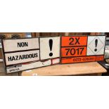 2 aluminium hazard signs