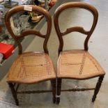 Pair of cane seated bedroom chairs, together with