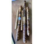 Collection of 5 bamboo recorders