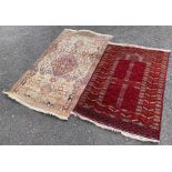 Tekketurkoman style wool rug together with another