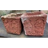 2 painted concrete garden planters