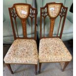 Pair of Edwardian inlaid bedroom chairs