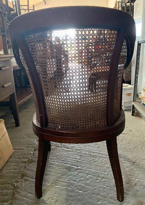 Early 20th century caned back armchair with leathe - Image 2 of 2