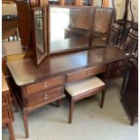 Stag style dark wood dressing table together with