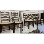 Set of Stag style dining chairs & 2 carvers