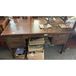 Mid 20th century stained oak desk with drawers to