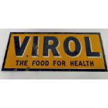 A large rectangular enamel Virol sign, with slogan