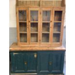 A Victorian pine dresser base with two sliding doo