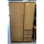 A bamboo and woven cane wardrobe, 175cms high 95cm