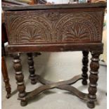 An 18th/19th century stained oak bible box on stan