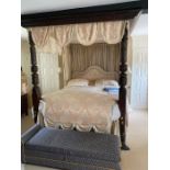 An oak and pine four poster bed, the oak sections