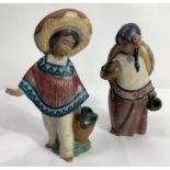 A Lladro gres figure of a Mexican girl holding two