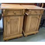 A pair of 20th century pine bedside cabinets, each