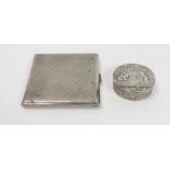 A small circular silver box, with 1912 Chester imp