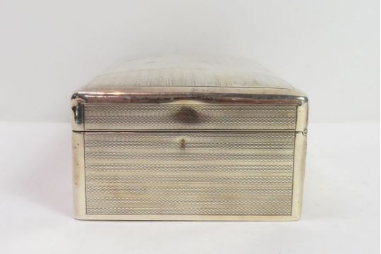 A silver cigarette box, wood lined, 18 cm long b - Image 3 of 7