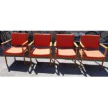A set of four c.1970's chairs with wood frames and