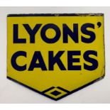 A double sided Lyons' Cakes enamel sign, of rectan