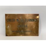 A 20th century brass name/advertising plaque