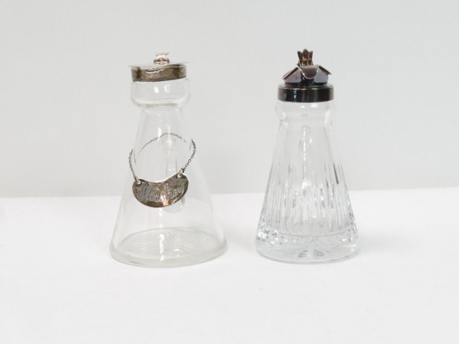 A silver mounted glass whisky tot, by Hukin & Heat