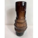 A Whitefriars cinnamon brown hoop vase, 29cm high