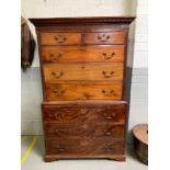 A George III mahogany chest on chest, with moulded