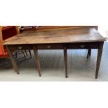 A 20th century mahogany desk, with three short dra