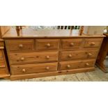 Long pine chest of 4 short & 4 long drawers