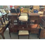 Stag style dressing table with mirror together wit