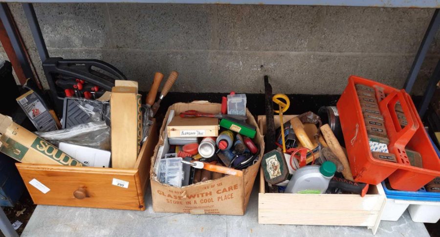 Shelf of assorted tools to include files, hammers