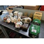 Collection of china moneyboxes etc