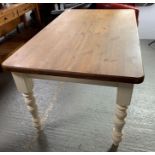 Pine top kitchen table with painted base/legs