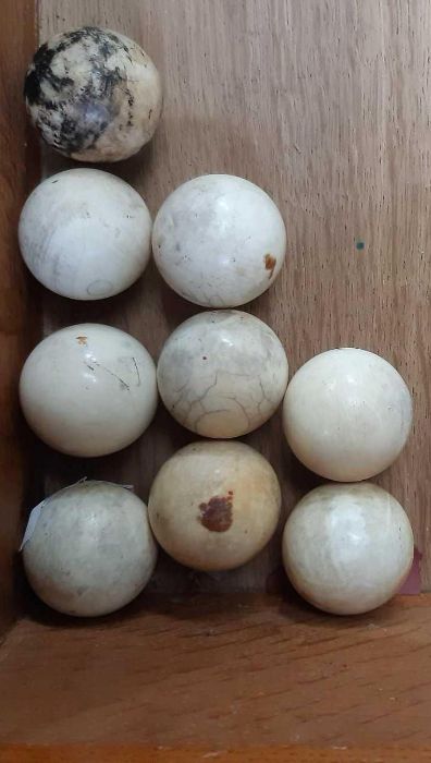 9 Victorian ivory gaming balls