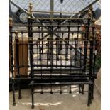 2 Victorian bed frames, brass & black painted