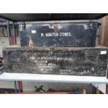 Black painted metal trunk with M Hunter - Jones to