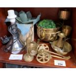 Small quantity of brassware, table lamp & other it