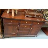 Modern mahogany sideboard, 3 short drawers over a