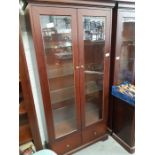 Modern mahogany display cabinet with 4 glass shelv