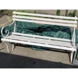 Good white painted metal & wood bench