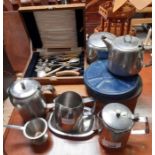 Empty canteen of cutlery box, stainless steel tea