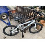 White Zinc 20" BMX bicycle with stunt pegs