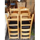 Round pine kitchen table together with 4