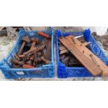 2 crates of woodworking tools etc