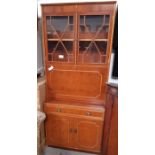 Modern yew wood bureau bookcase