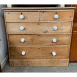 Victorian pine chest of 2 short & 3 long drawers w